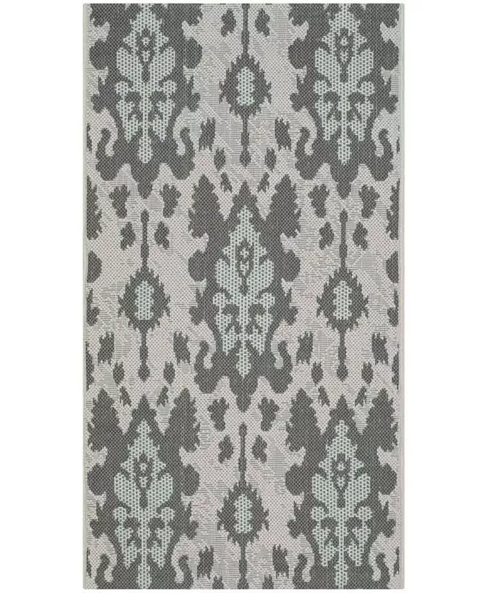 Safavieh Courtyard Ltgy Anthracite and Aqua Weft 2' x 3'7