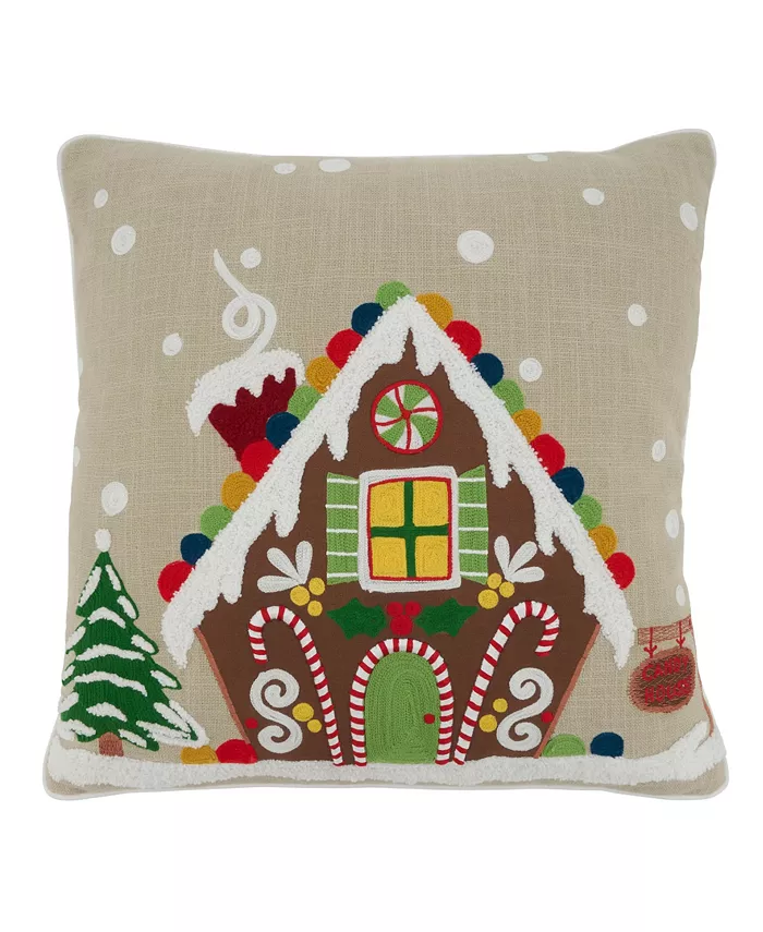 Saro Lifestyle Gingerbread House Decorative Pillow， 18