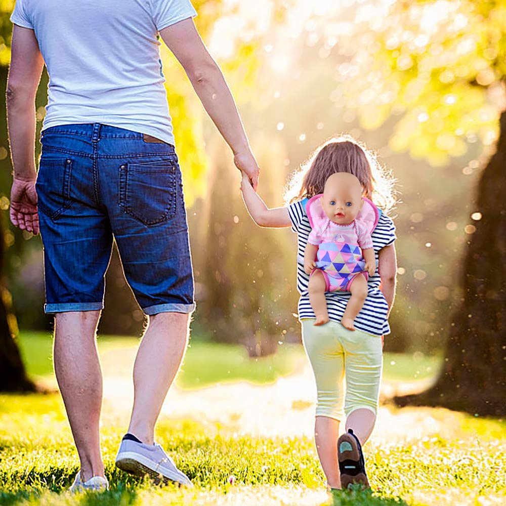 Amerteer Baby Doll Carrier Backpack Doll Accessories Front and Back Carrier with Straps for 15 Inch to 18 Inch Dolls