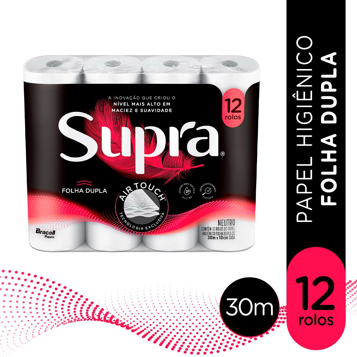 Papel Higienico Supra Folha Dupla 30 Metros 12 Unidades