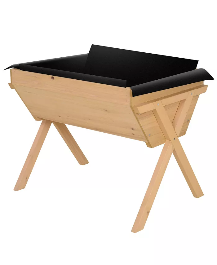 Outsunny Raised Garden Planter Bed w  Wood Construction， Box for Flowers Herbs