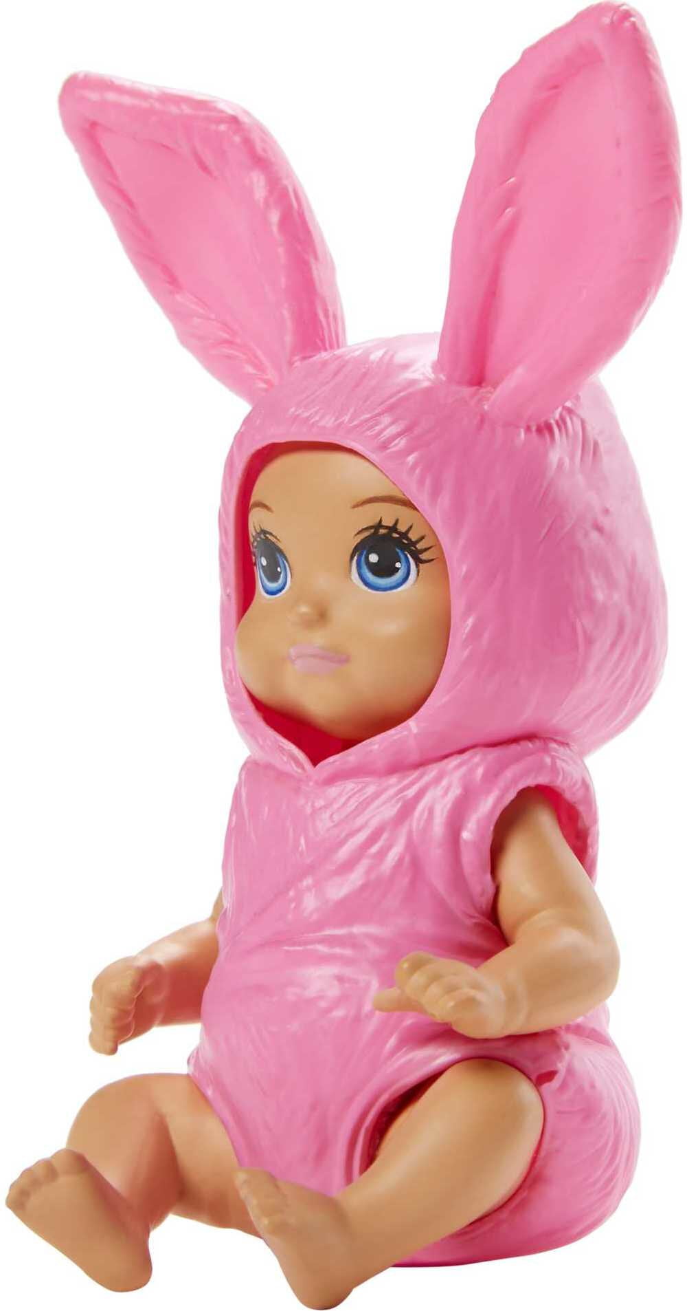 Barbie Doll, Baby with Removable Bunny Onesie Costume with Rabbit Ears & Diaper, Babysitters Inc