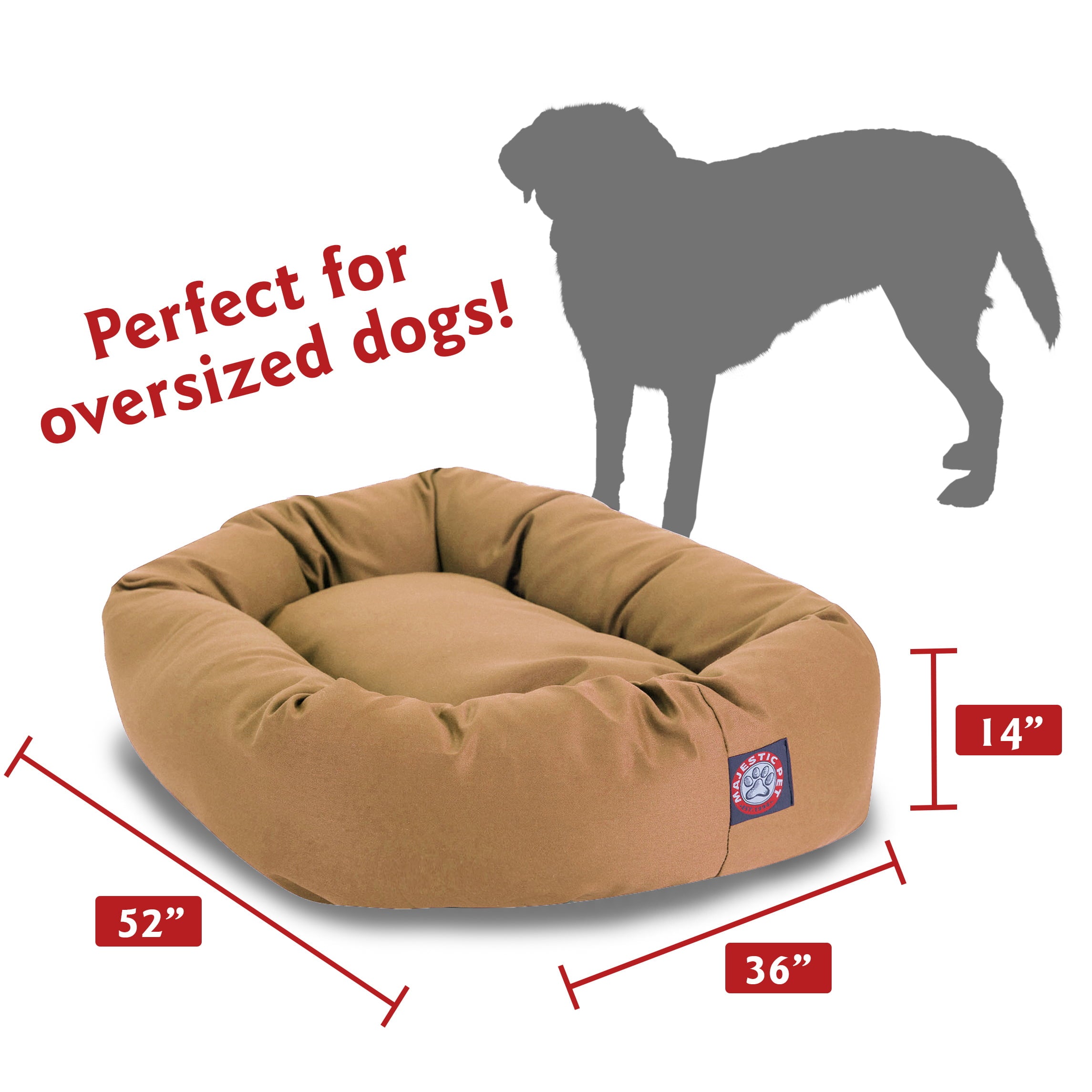 Majestic Pet | Poly/Cotton Bagel Pet Bed For Dogs， Khaki， Extra Large