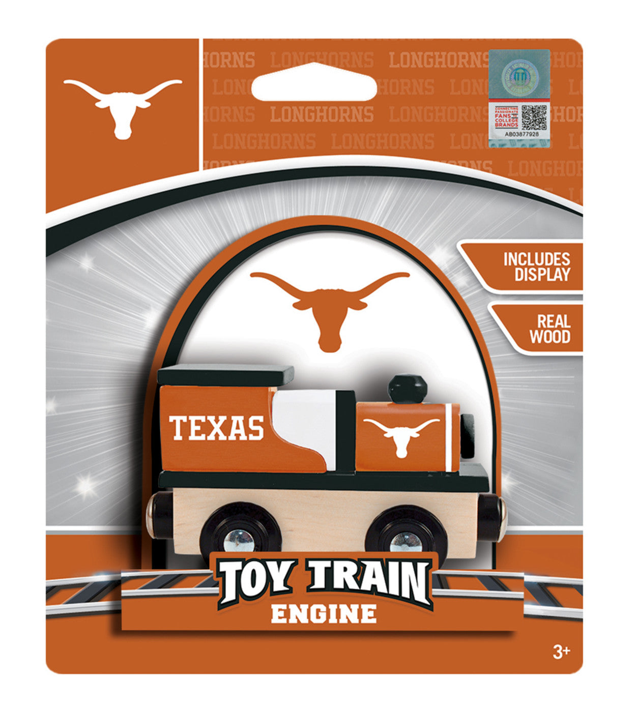 MasterPieces Officially Licensed NCAA Texas Longhorns Wooden Toy Train Engine For Kids