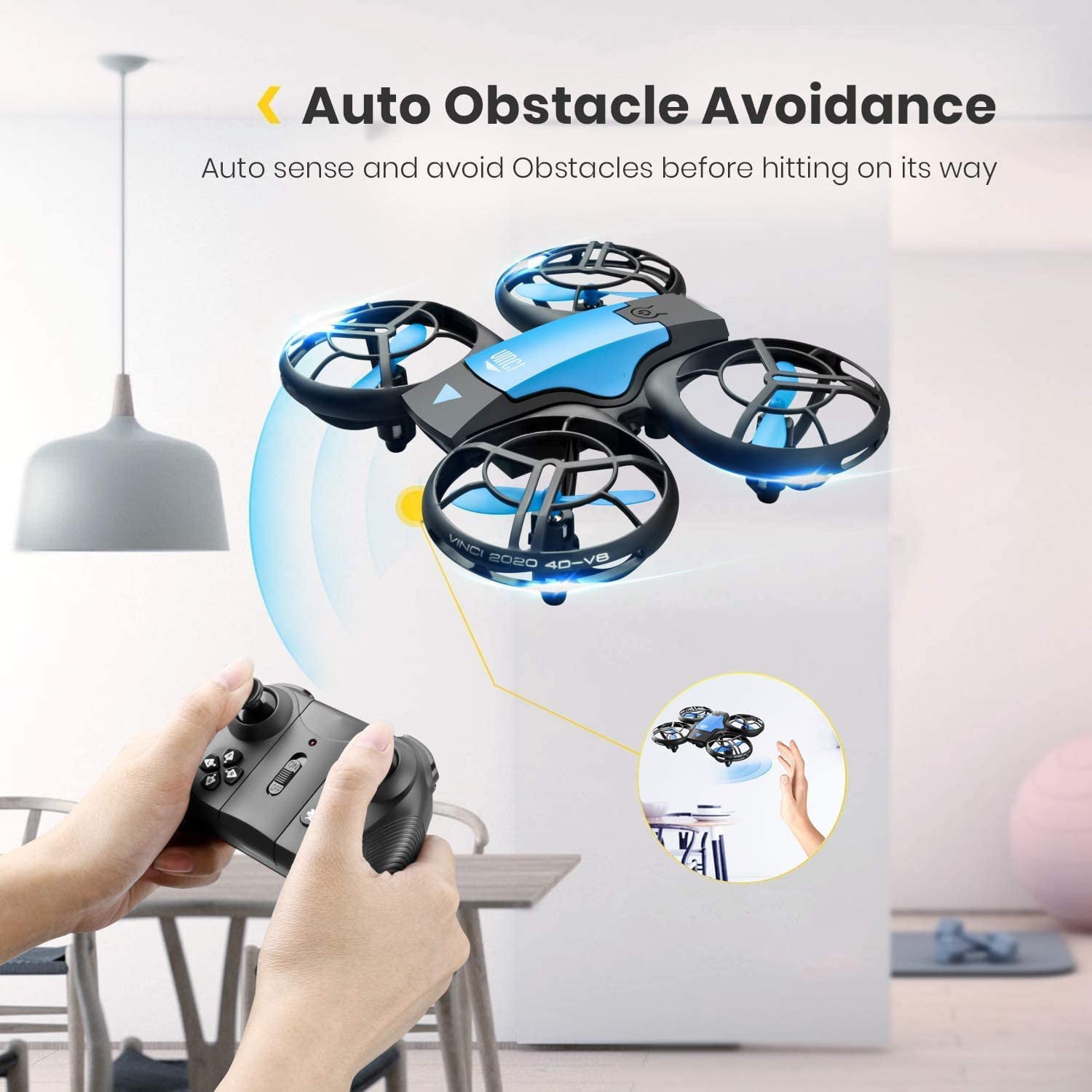 4DRC Drone Mini with 720P HD Camera for Adults and Children FPV Real-Time Video， 3 Modular Batteries Blue
