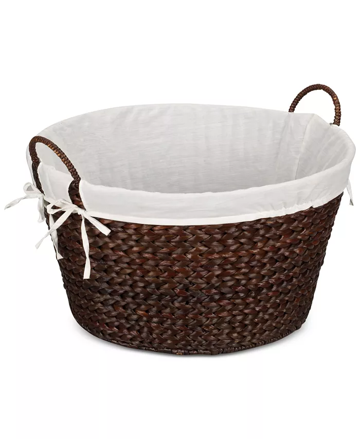 Household Essentials Banana Leaf Lined Laundry Basket， Brown