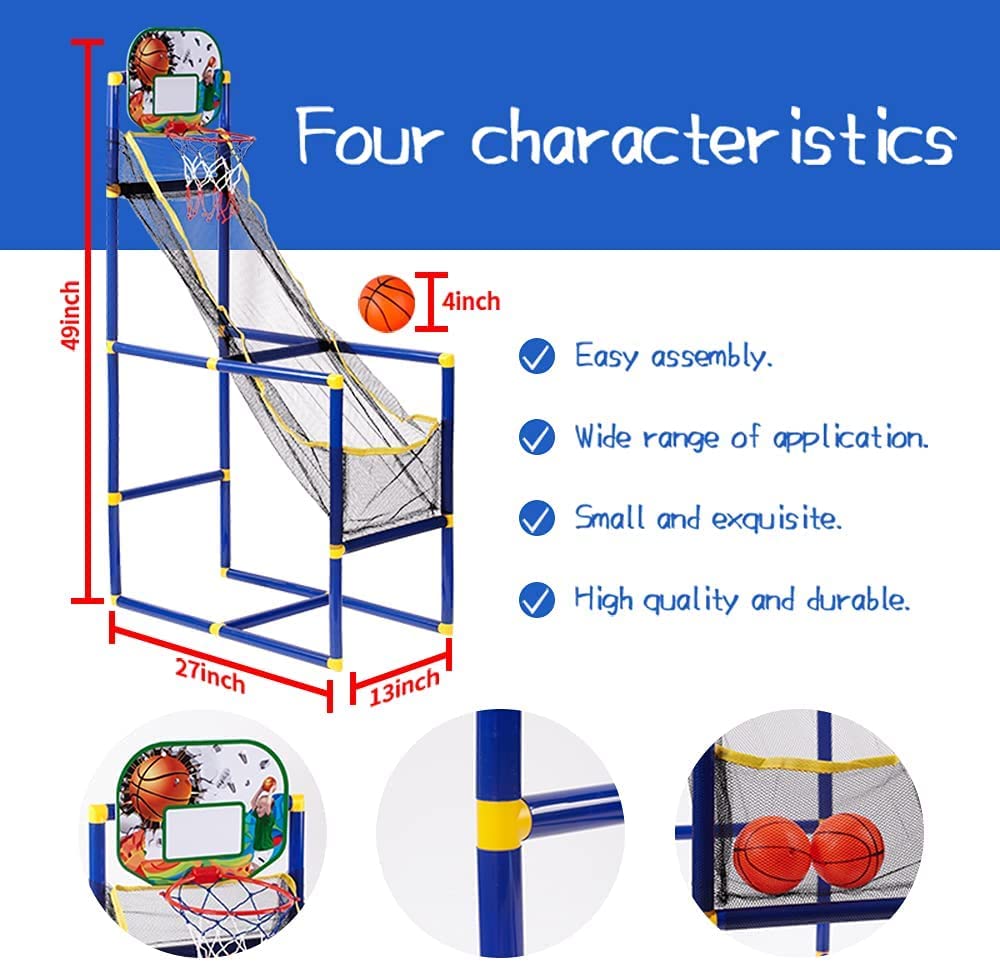 Kids Basketball Hoop Arcade Game with 2 Balls， Mini Indoor Toy Basketball Shooting System， Basketball Gift