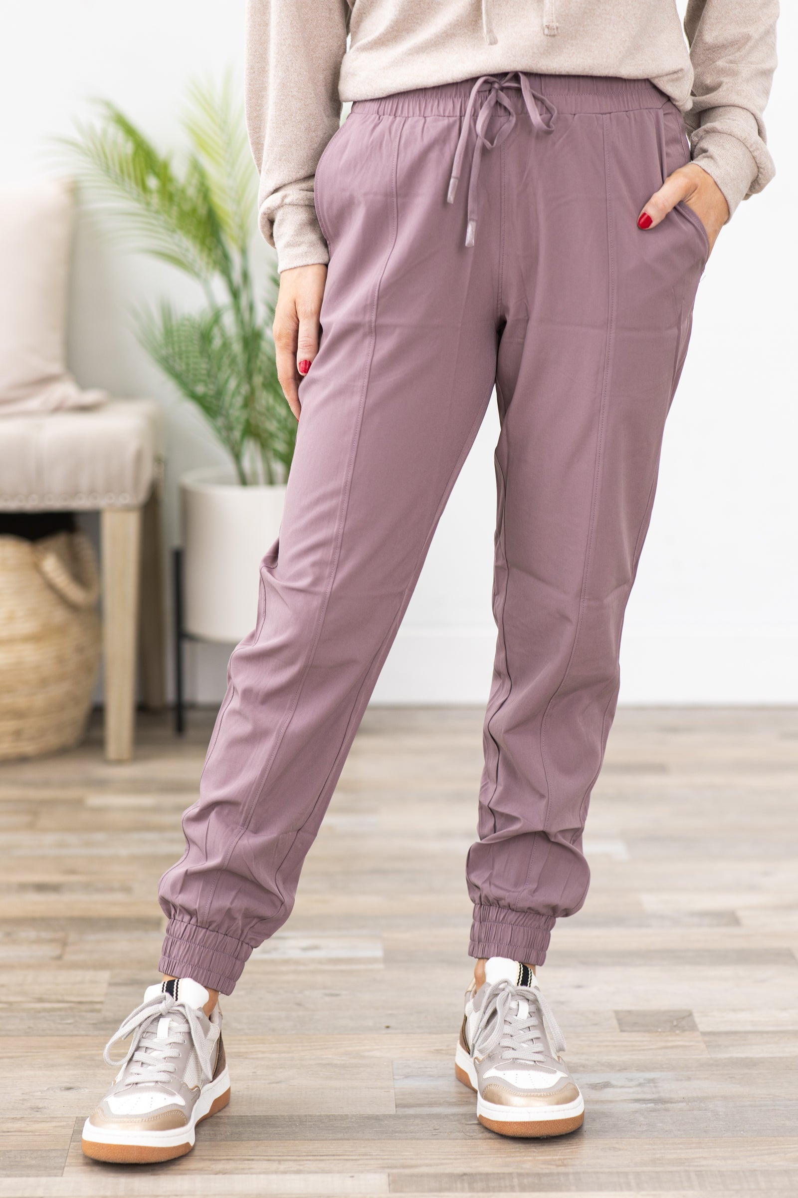 Mauve High Waist Cuffed Joggers