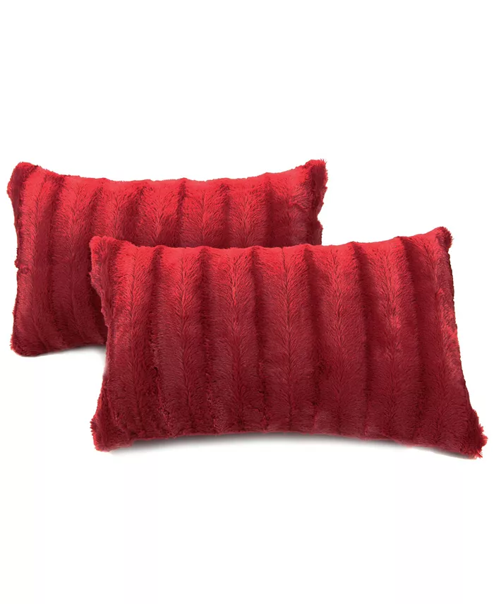Cheer Collection Faux Fur Decorative Pillow Set of 2， 12