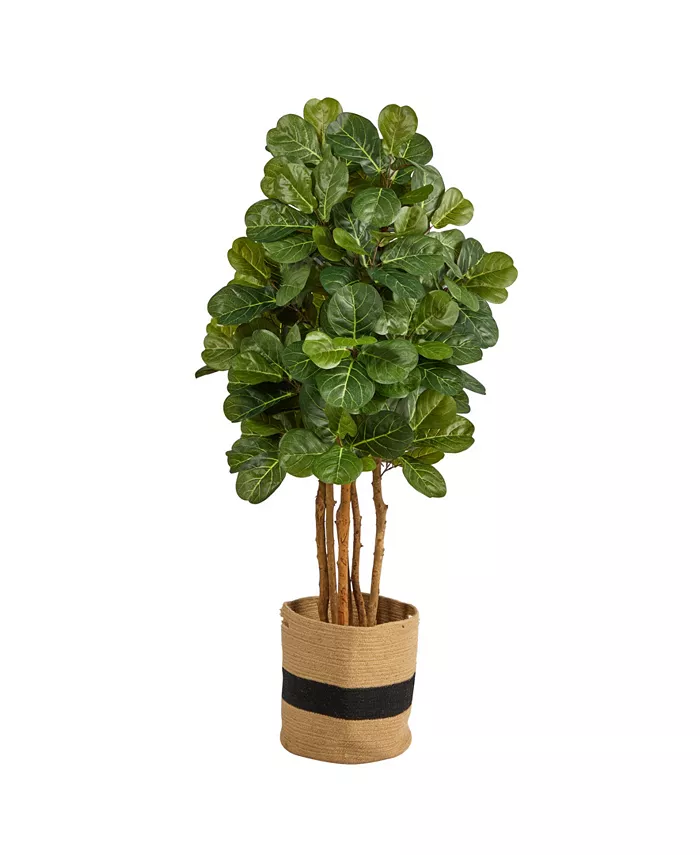 Nearly Natural 5' Fiddle Leaf Fig Artificial Tree in Planter