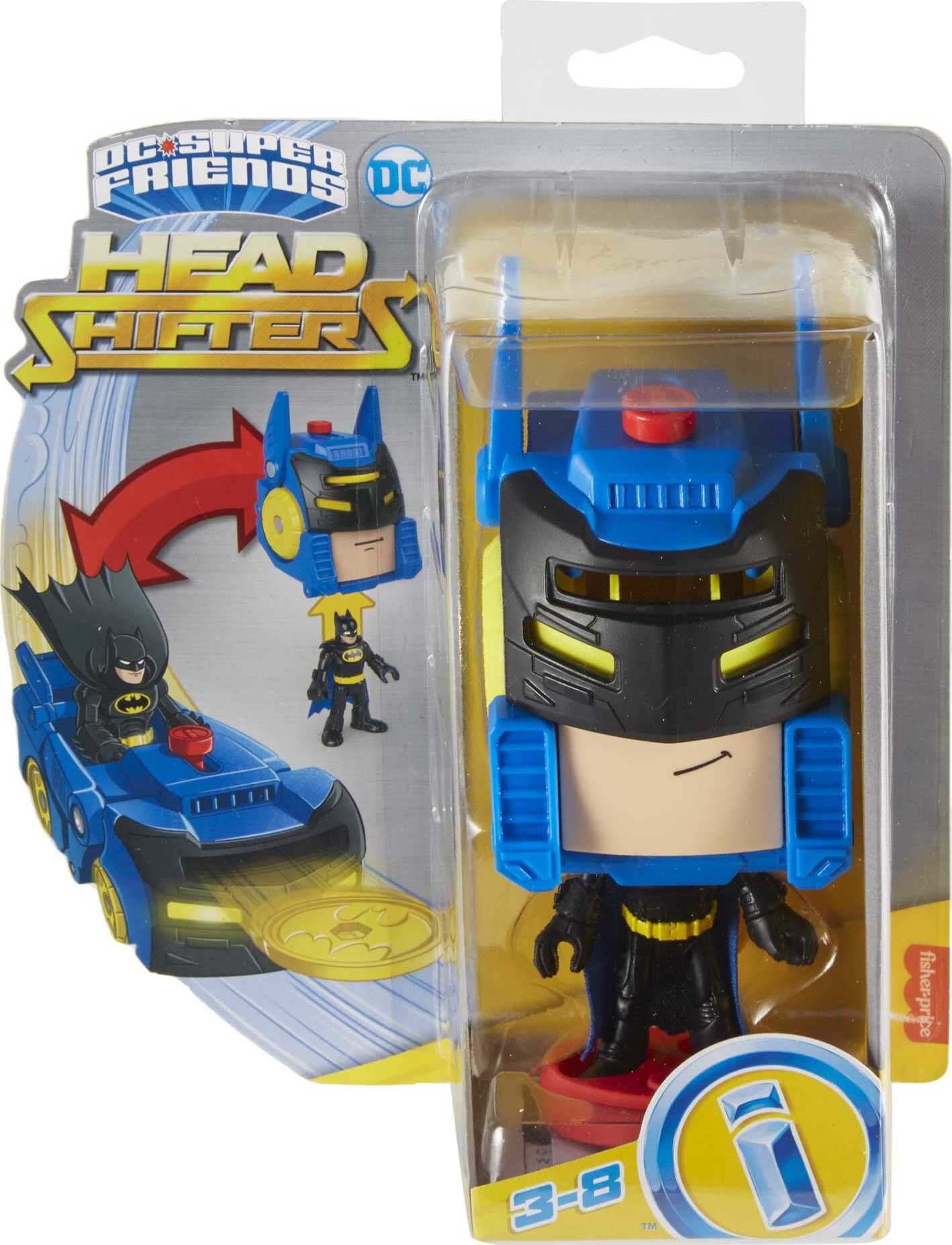 Imaginext DC Super Friends Head Shifters Batman Figure and Batmobile Vehicle Set