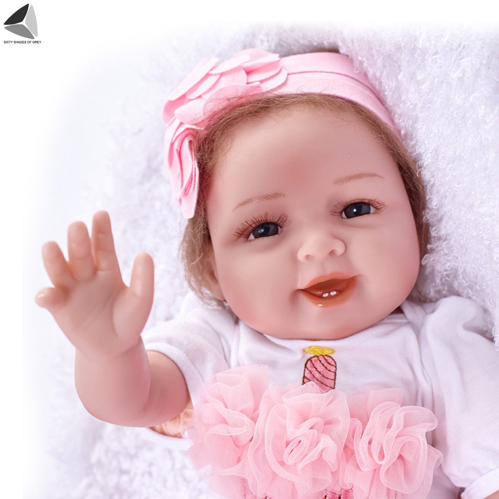 Sixtyshades 22 inch Reborn Baby Dolls Girl Lifelike Smiling And Eyes Open Handmade Newborn Dolls for Toddler Gifts
