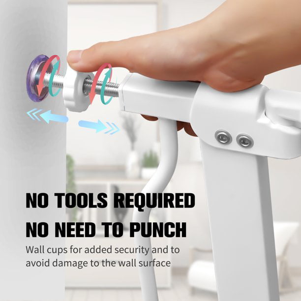 Extra Wide and Tall Baby Gate， Auto-Close and Hold-Open Pet Gates， Easy Walk Thru Indoor Safety Gate with 4 Pack of Pressure Mount Kit， Dog Gates with Optional Extension Kit for 57.5