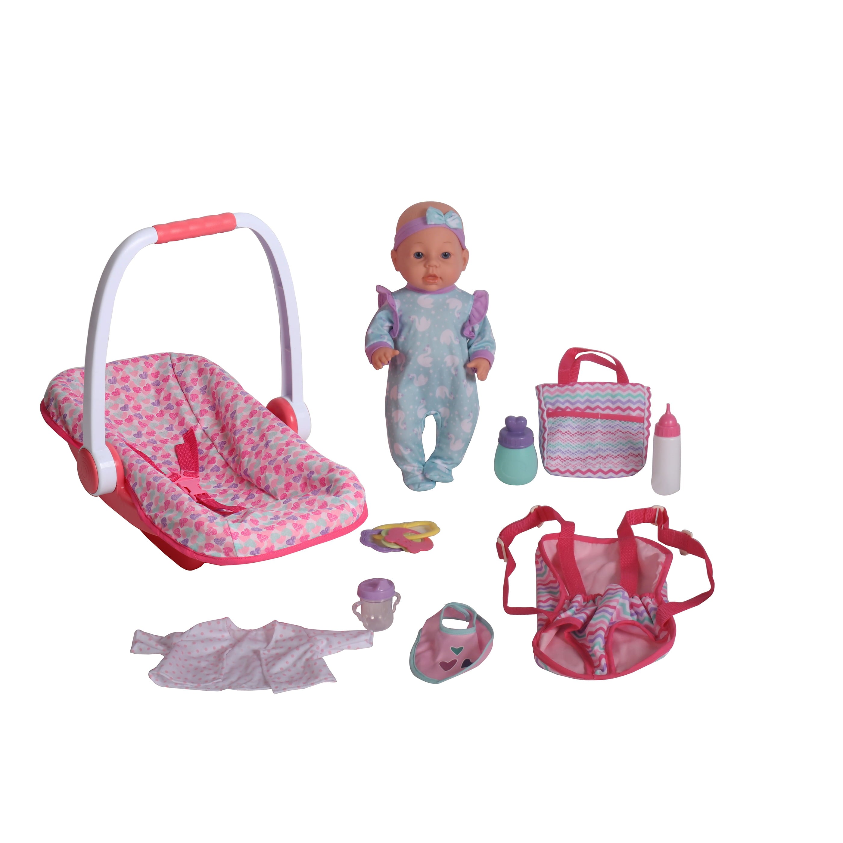Dream Collection Baby Doll Playset with Carrier and Accessories, 10 Pieces