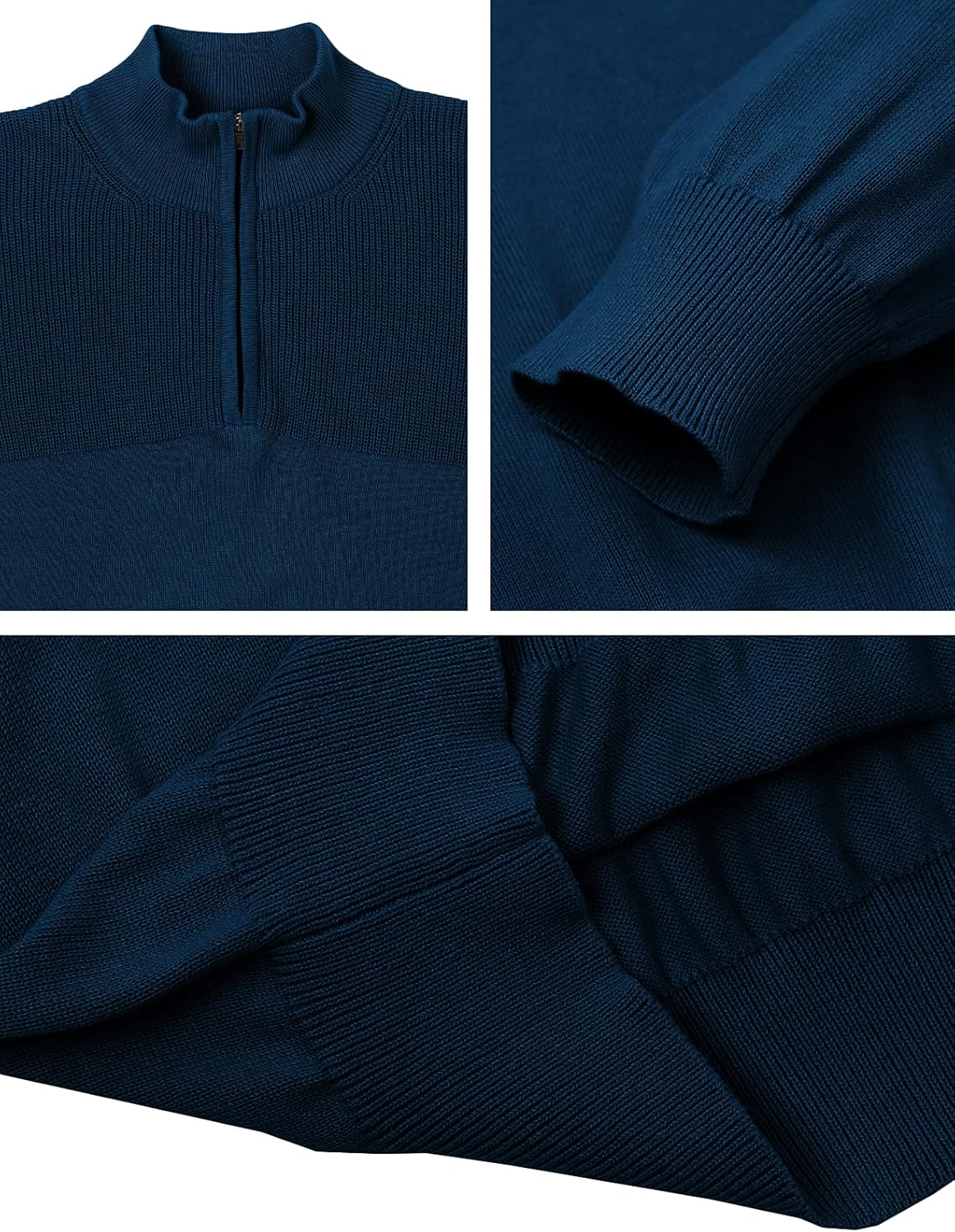 H2H Mens Casual Slim Fit Pullover Sweaters Long Sleeve Knitted Fabric Zip Up Mock Neck Polo Sweater