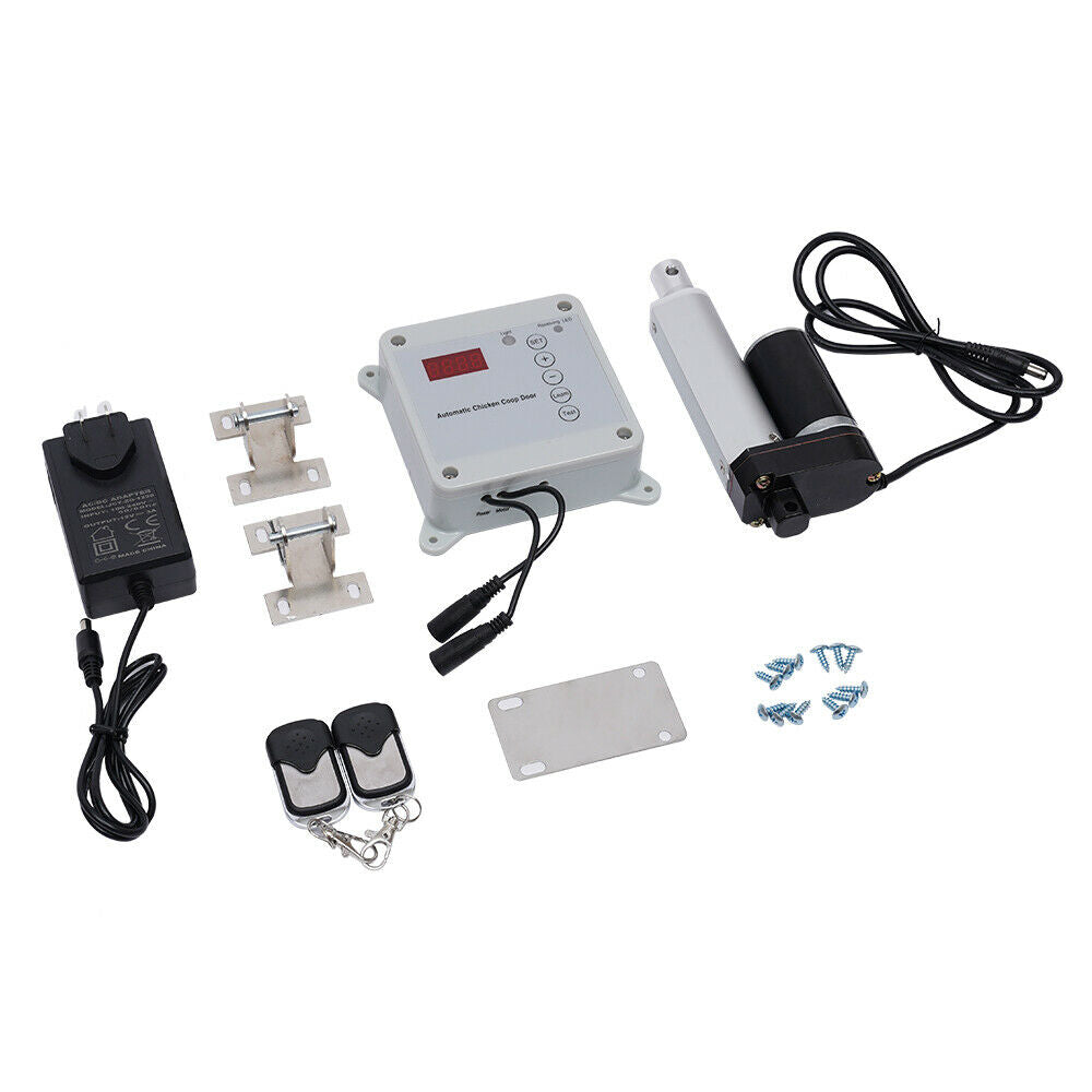 Miumaeov 30W Automatic Chicken Coop Door Opener Kit w/2 Remotes Poultry Cage House Open