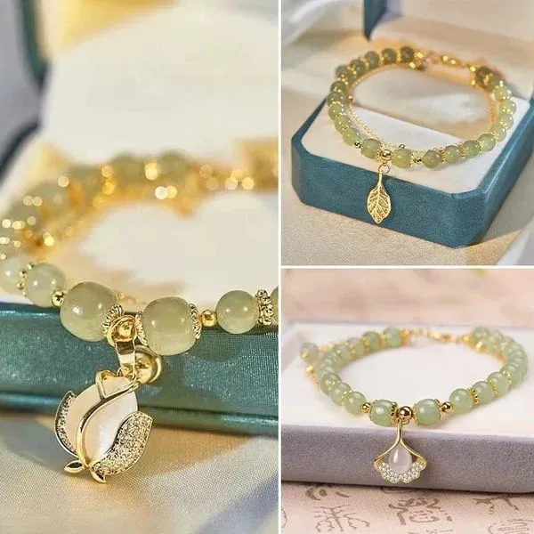 🔥  BUY 1 GET 1 FREE 💞--Lucky Wada Jade gold leaf bracelet