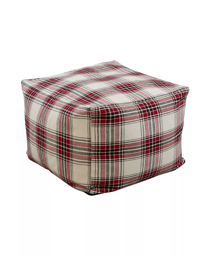 Saro Lifestyle Plaid Design Floor Pouf