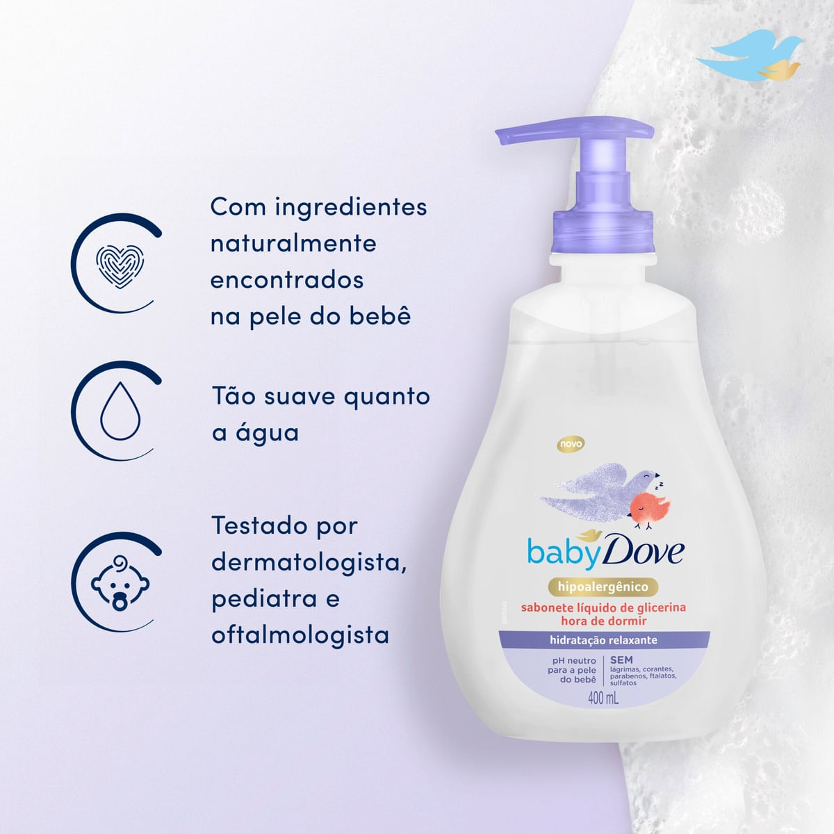 Sabonete Liquido de Glicerina Baby Dove Hora de Dormir 400ml