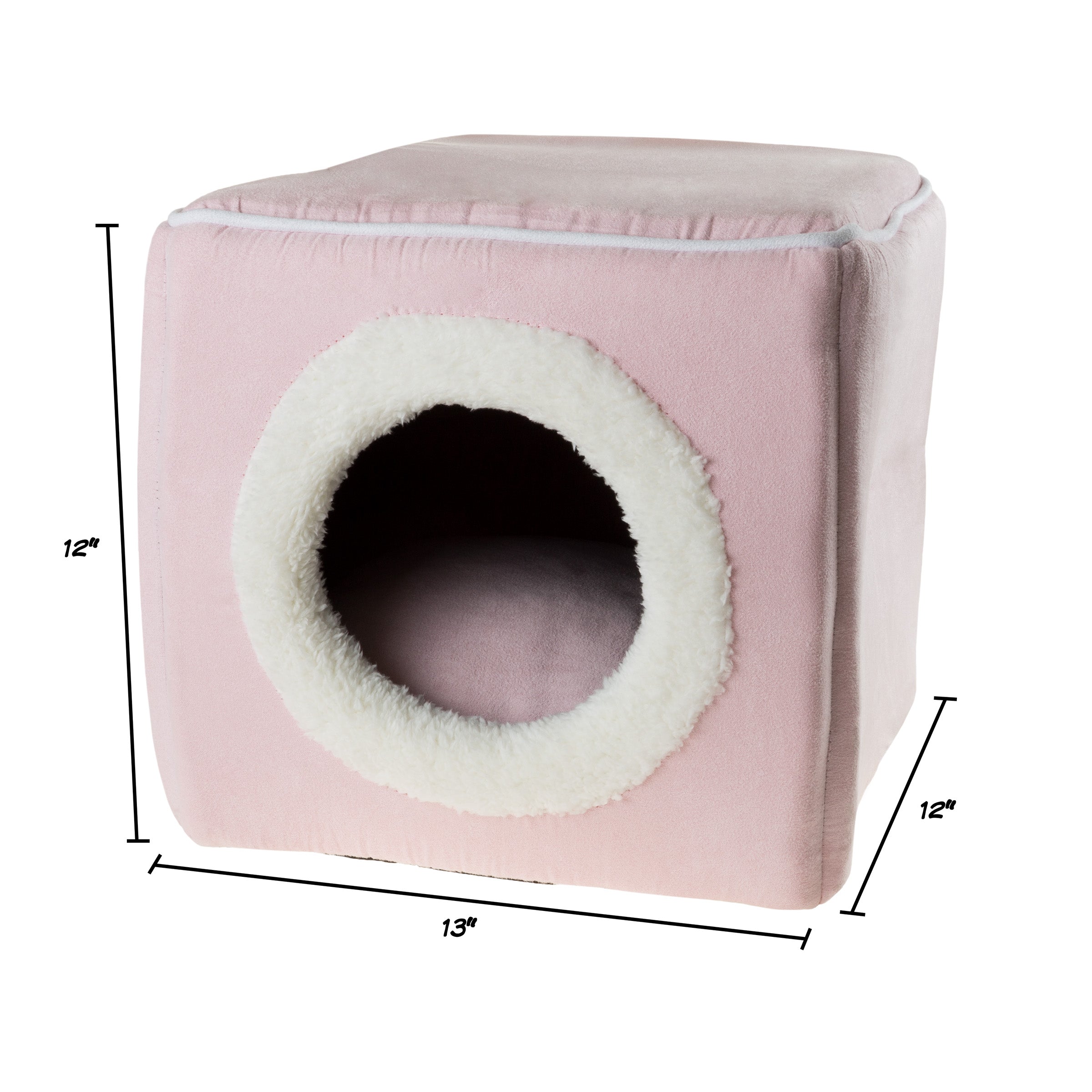 Cat House - Indoor Bed with Removable Foam Cushion - Cat Cave for Puppies， Rabbits， Guinea Pigs， Hedgehogs， and Other Small Animals by PETMAKER (Pink)
