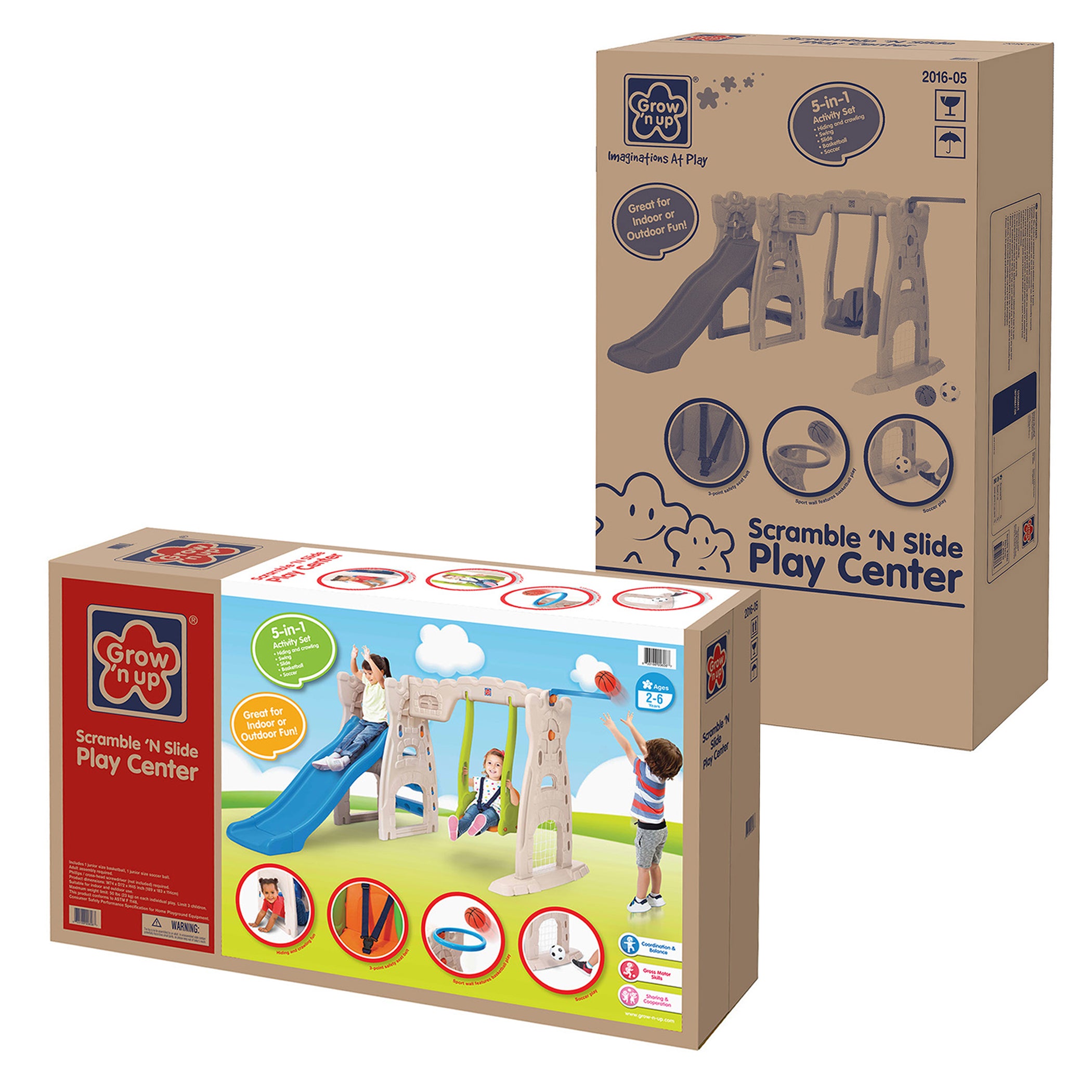 Grow'n up Scramble N Slide Plastic Play Center -Ages 2 Years to 6 Years