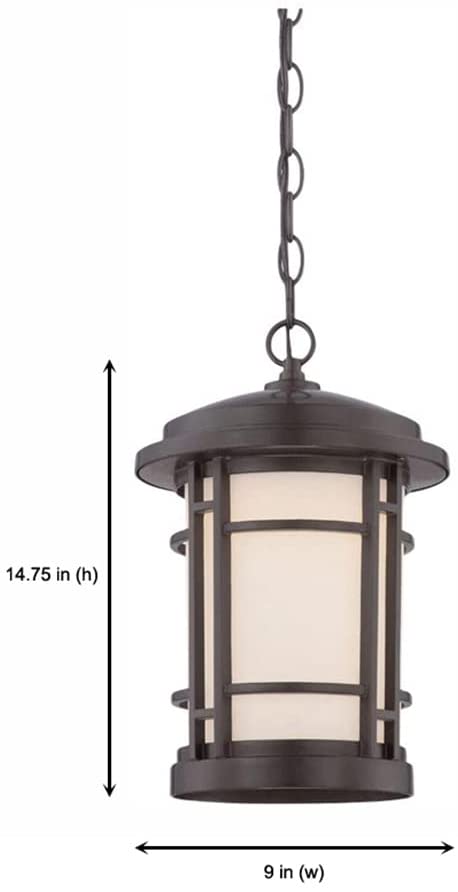 Designers Fountain LED22434-BNB Barrister - 14.75 Inch 13W 1 Led Outdoor Hanging Lantern   Burnished Bronze Finish with White Opal Glass