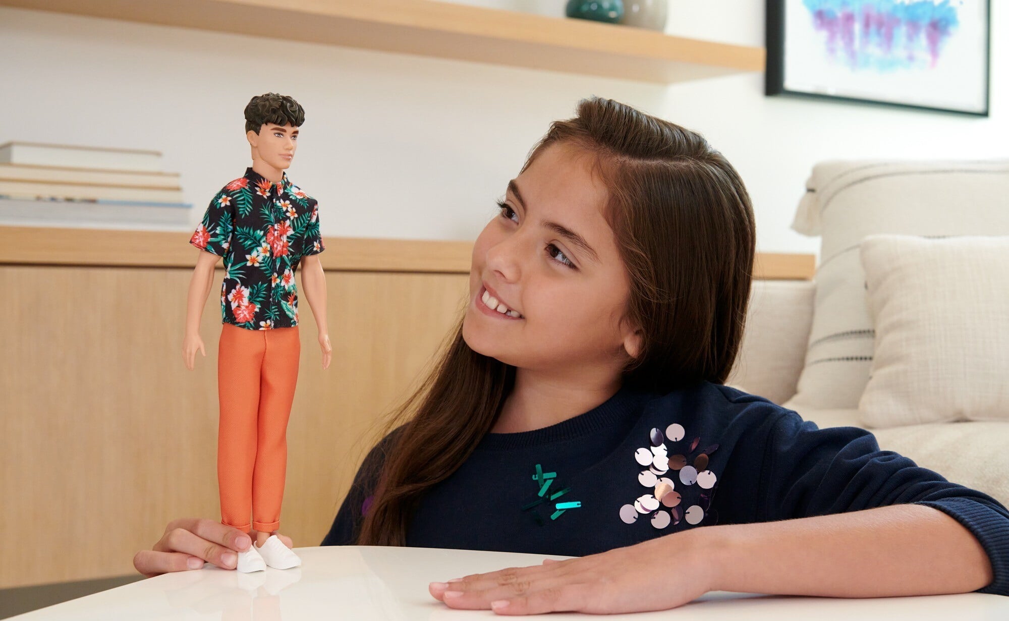 Barbie Ken Fashionistas Doll #184 with Brown Hair, Hawaiian Shirt and Orange Pants