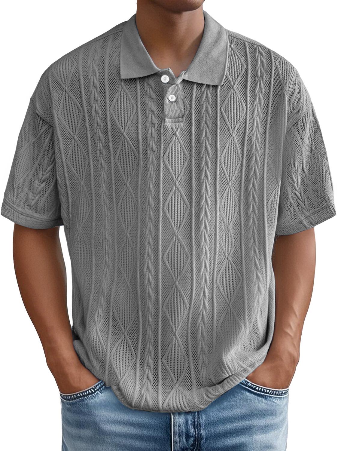 Men's Daily Casual Jacquard Texture Casual Polo Shirt