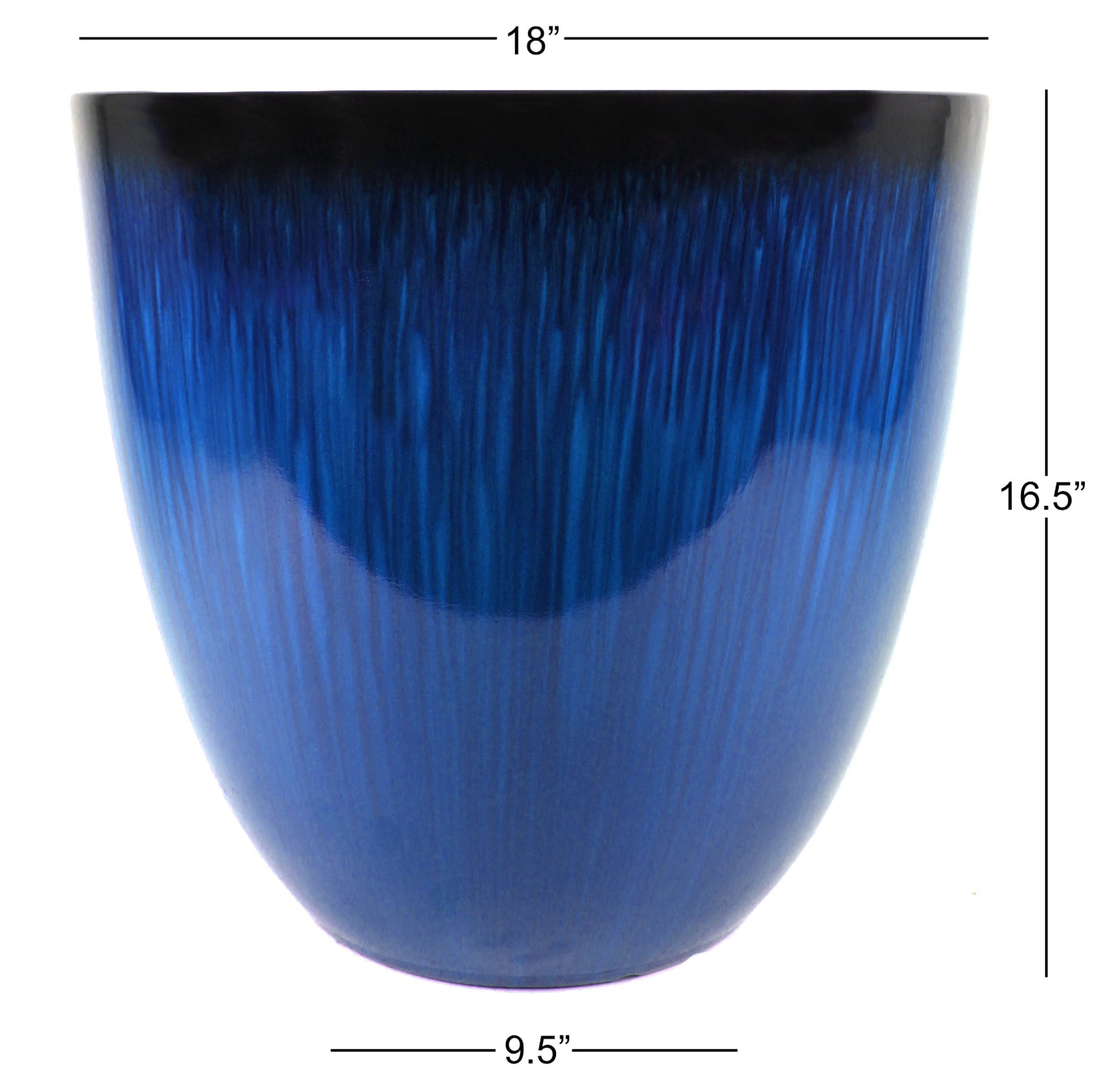 Gardener's Select (EPR18-105 Large Egg Shaped Planter - Modern Indoor & Outdoor Decorative Flower Pot/Box (18 Inch, Blue Flower)