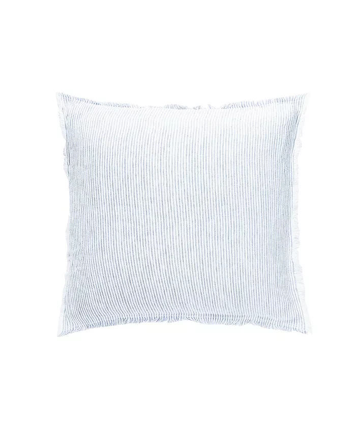 Anaya Home Sky Blue White Striped Linen Euro Down Pillow