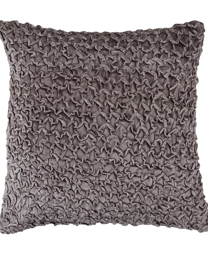 Saro Lifestyle Smocked Velvet-Like Decorative Pillow， 20