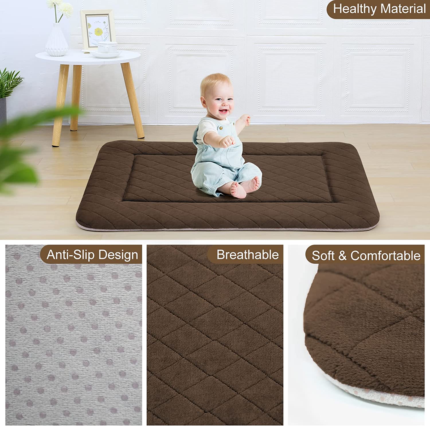 PROCIPE Large Dog Bed Cozy Crate Mat Anti Slip Mattress Washable for Large Medium Small Pets Sleeping