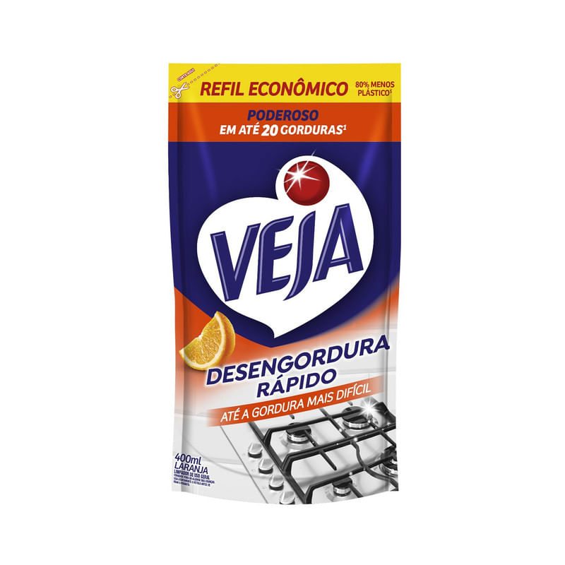 Veja Desengordura Rapido Limpador Laranja 400ml Refil Economico