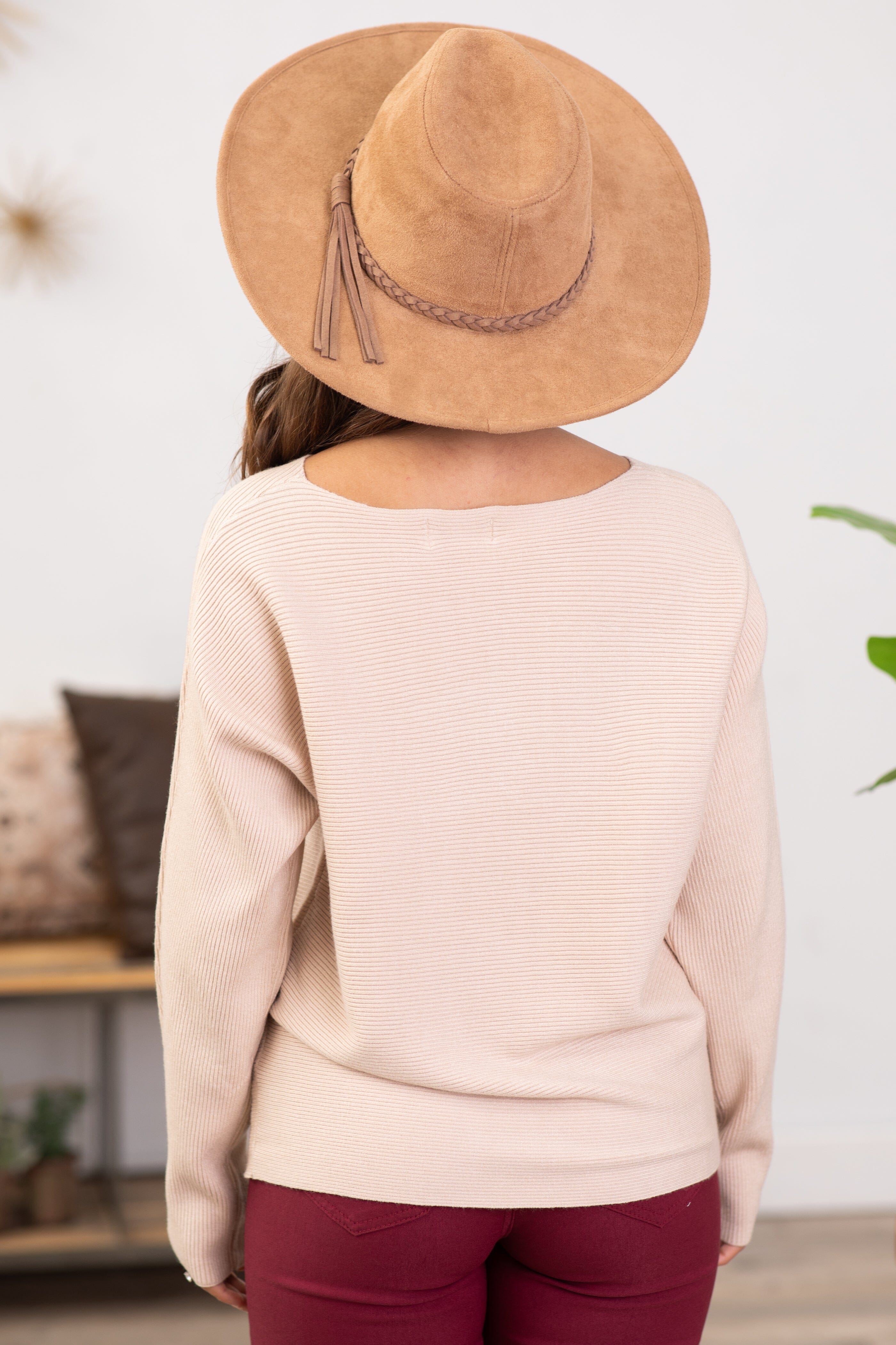 Oatmeal Horizontal Ribbed Sweater