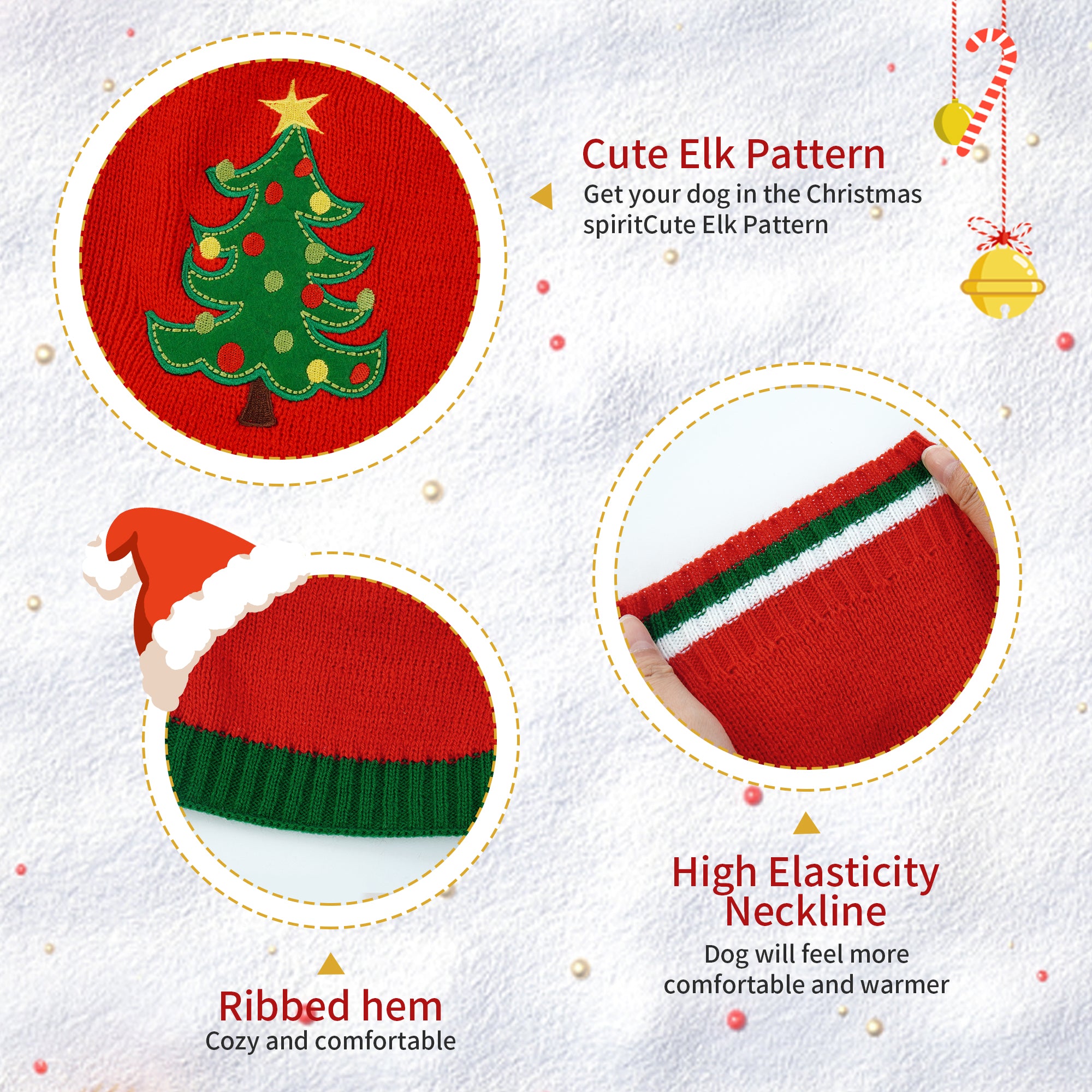 IDOMIK Dog Sweater， Christmas Dog Sweaters， Dog Knitwear for Cold Weather Small Medium Dog Pet Clothes Cozy Doggie Vest Dog Winter Coat Costume， Red