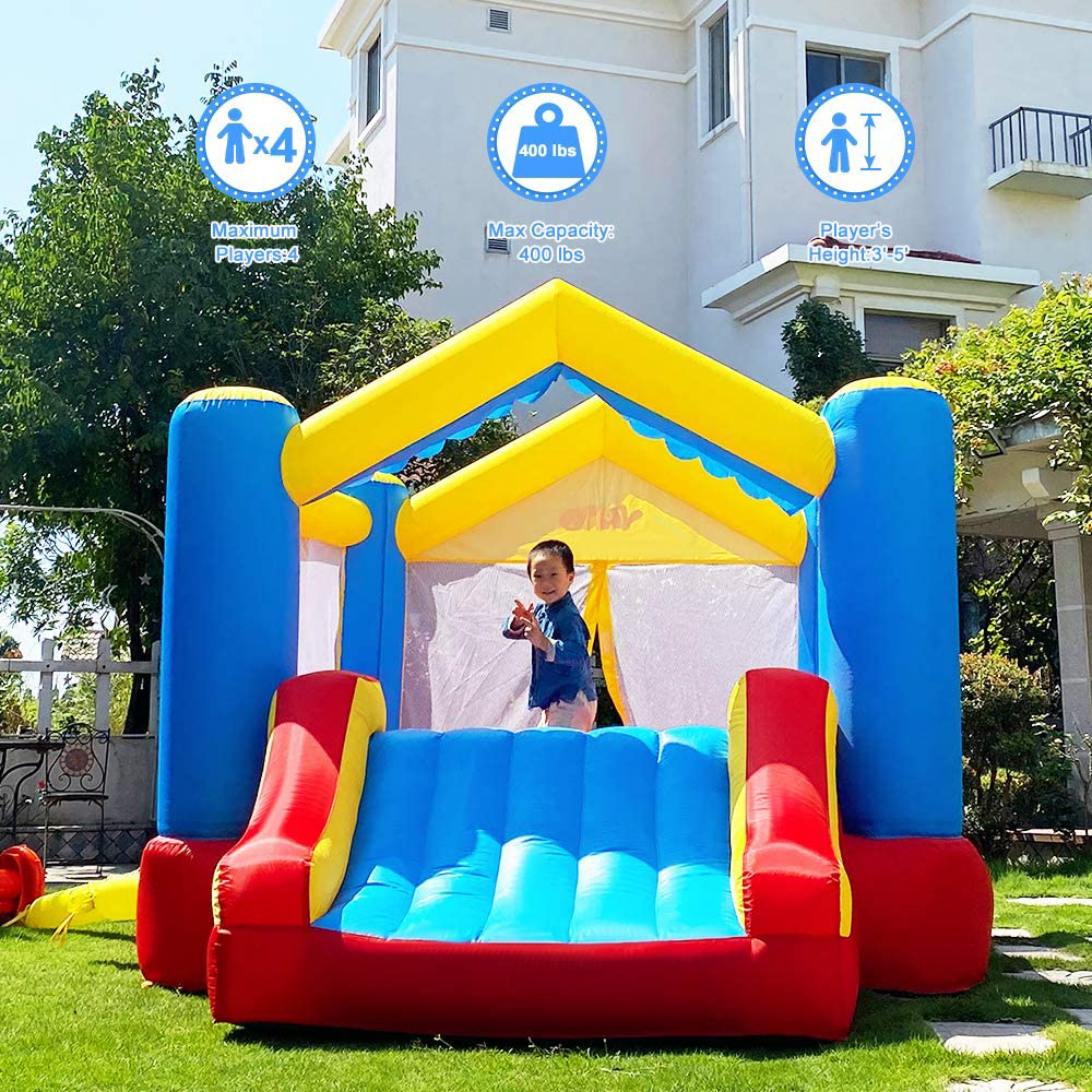 YARD Inflatable Kids Bounce House 11x9x8ft with Slide and Blower， Indoor Inflatable Bouncer Jumping House