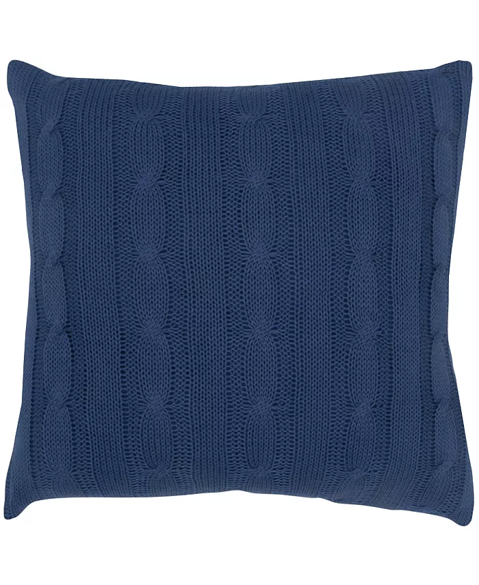 Rizzy Home Cable Knit Polyester Filled Decorative Pillow， 18