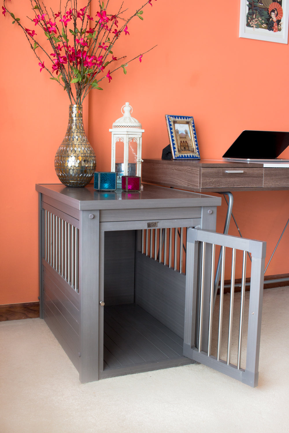 ECOFLEX Dog Crate End Table - Grey Medium