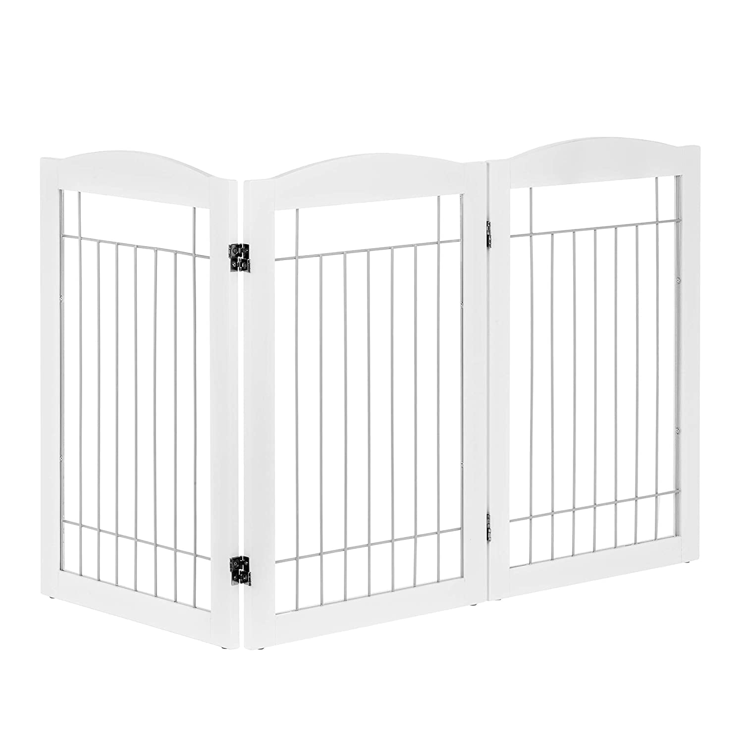 PAWLAND Pet Gate for the Houes， Doorway， Stairs， 60'W， 30'H， White 3 Panels