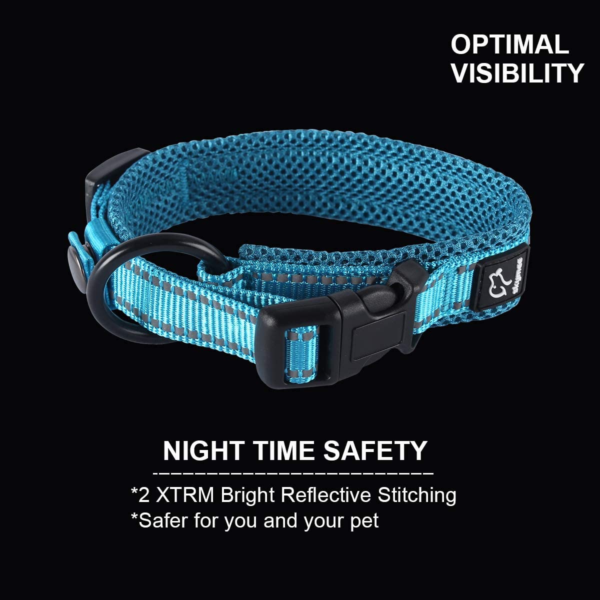 Reflective Adjustable Dog Collar Nylon Pet Collar for Small Dogs 11''-16''