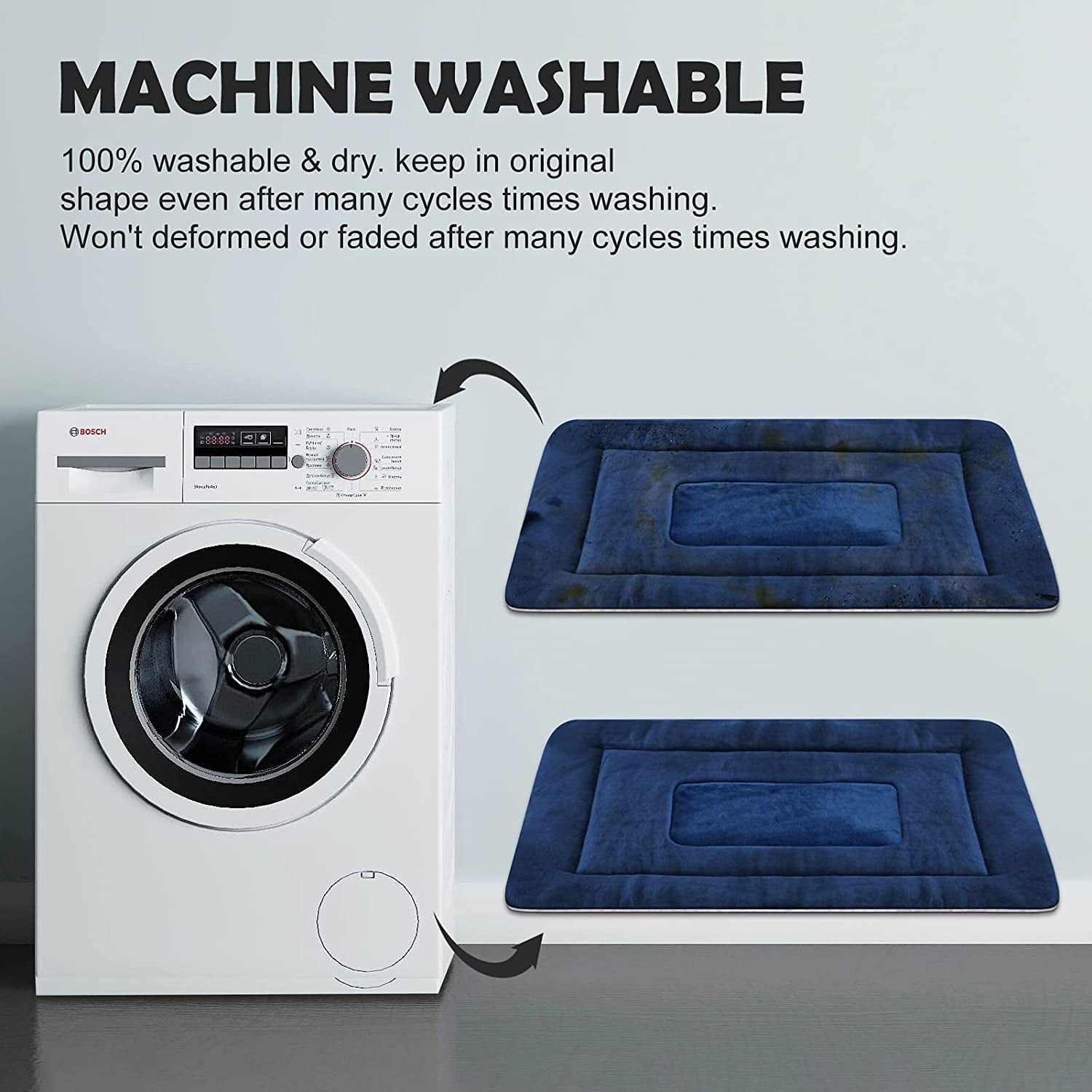 PROCIPE Pet Bed Washable Dog Crate Mat Anti-Slip Pads For Small Medium Dog 35 inch Blue