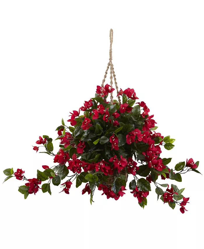 Nearly Natural Bougainvillea UV-Resistant Indoor Outdoor Hanging Basket