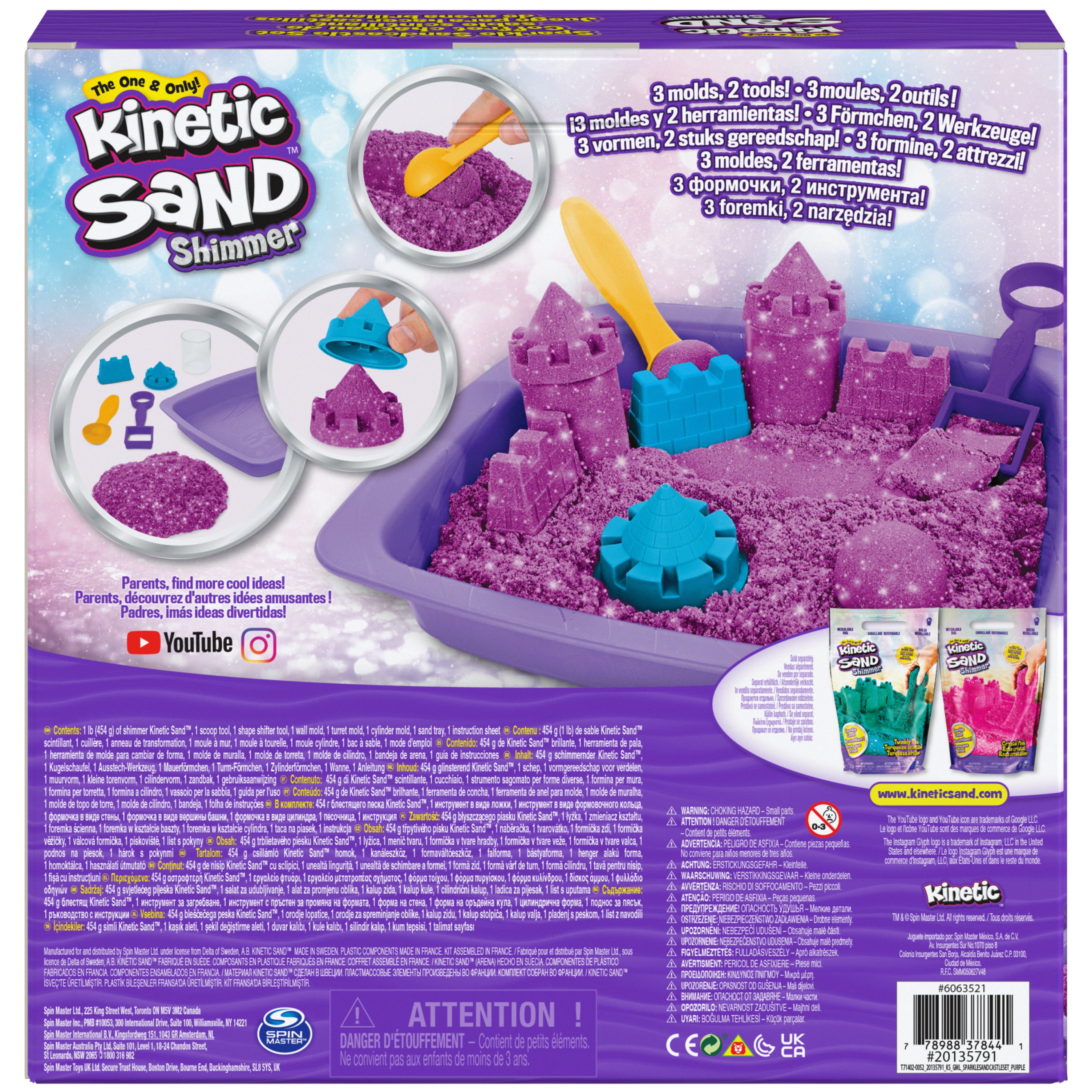 Kinetic Sand Sparkle Sandcastle Set w/ 1lb Purple Shimmer Kinetic Sand