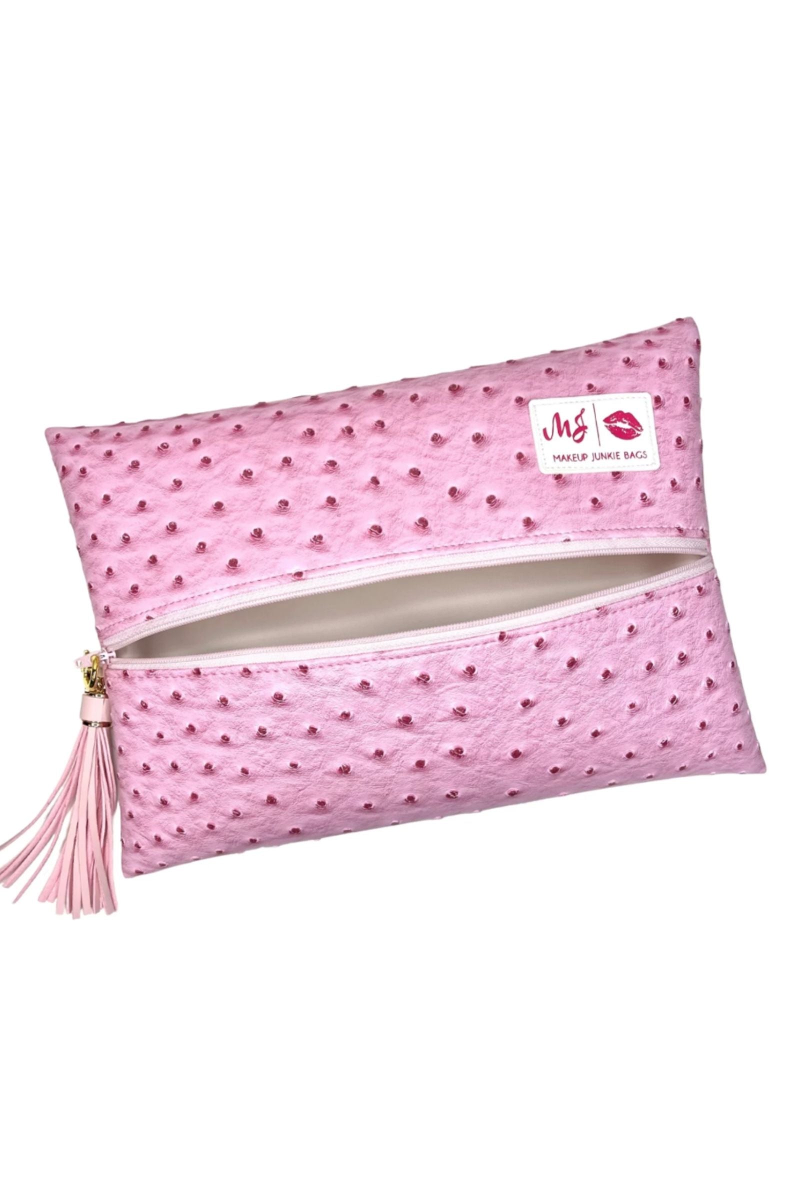 PRE-ORDER Blush Ostrich Makeup Junkie Bags shipping apx 4/30
