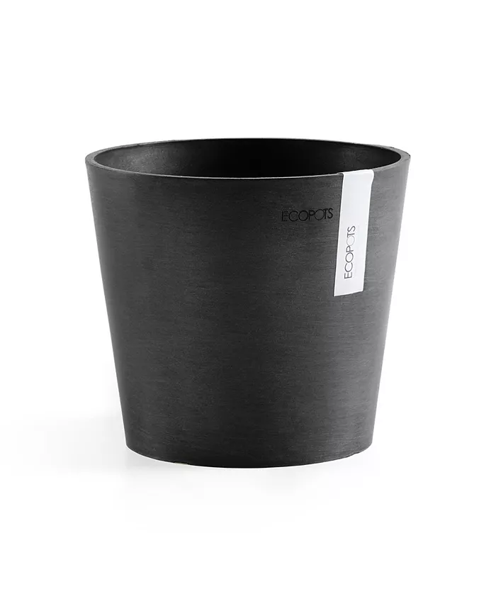 ECOPOTS Amsterdam Round Plastic Flower Pot， Dark Grey， 7