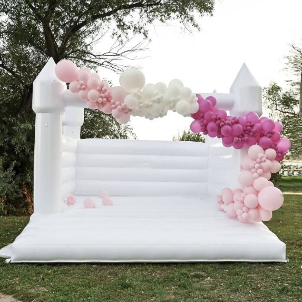 Inflatable White Bounce House with Air Blower Jumper Bouncy Castle for Wedding Party Inflatable Bouncer with Blower 10*10*8ft(3*3*2.5m)