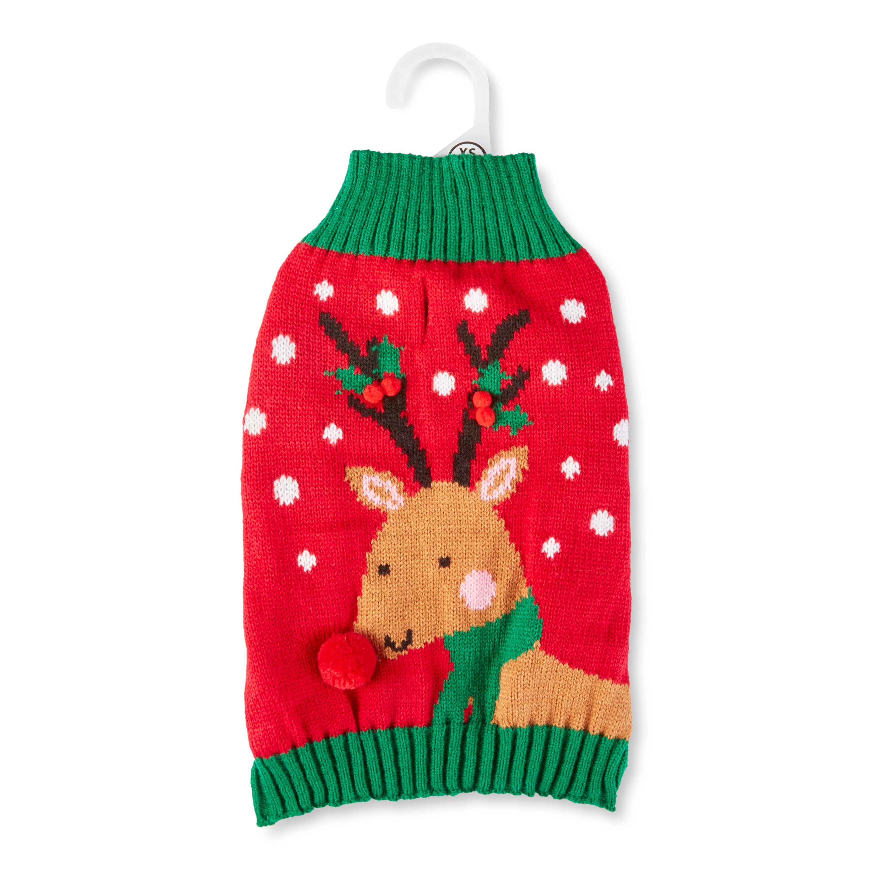 Vibrant Life， Holiday Dog Clothes， Reindeer Dog or Cat Sweater， Red XXS