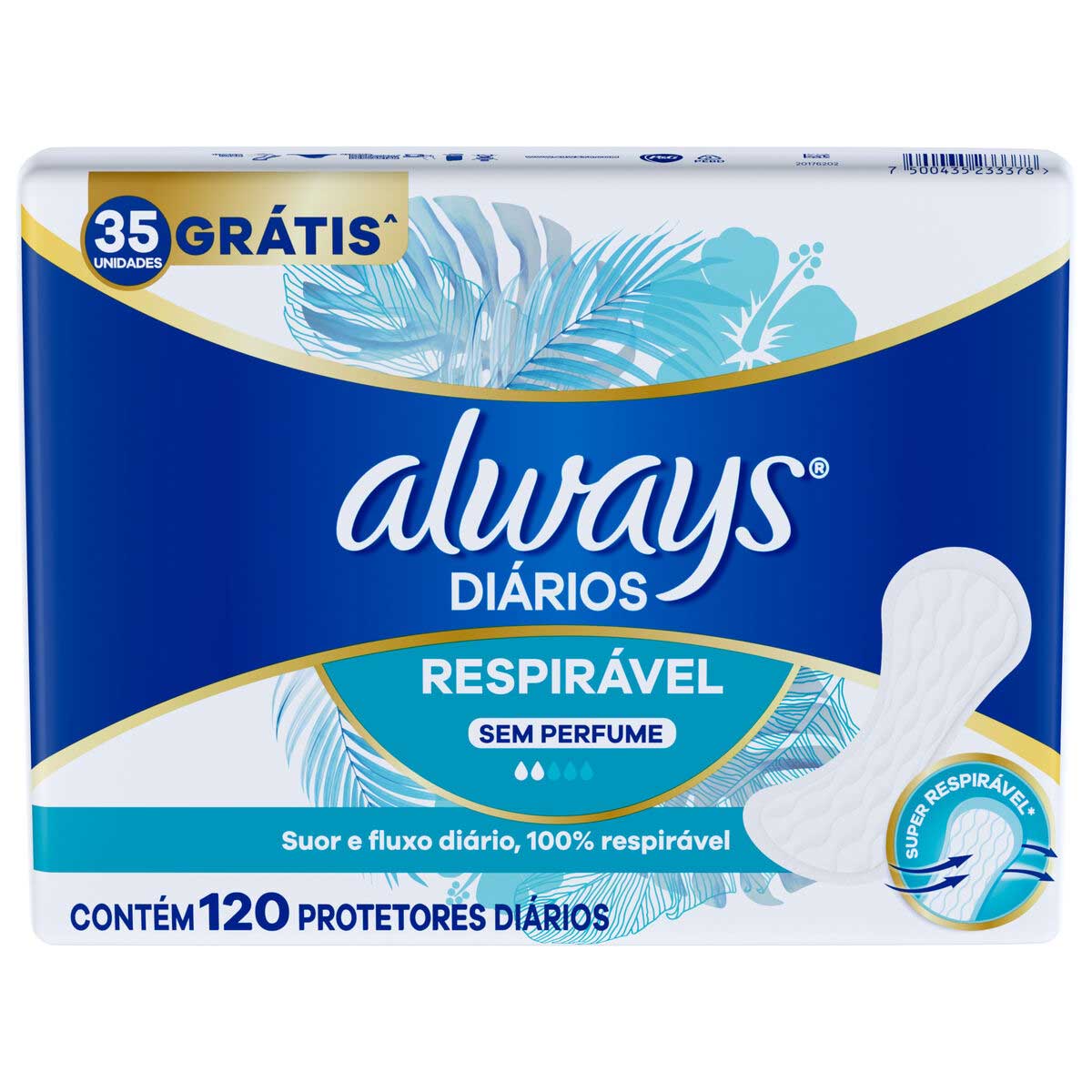 Protetor Diario Always Respiravel sem Perfume 120 Unidades
