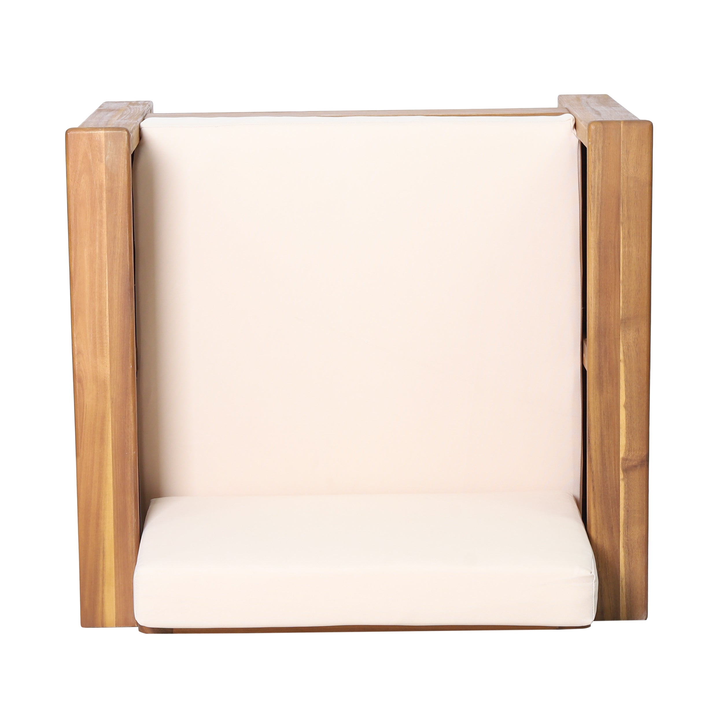 Rabun Outdoor Acacia Wood Club Chairs with Cushions, Set of 2