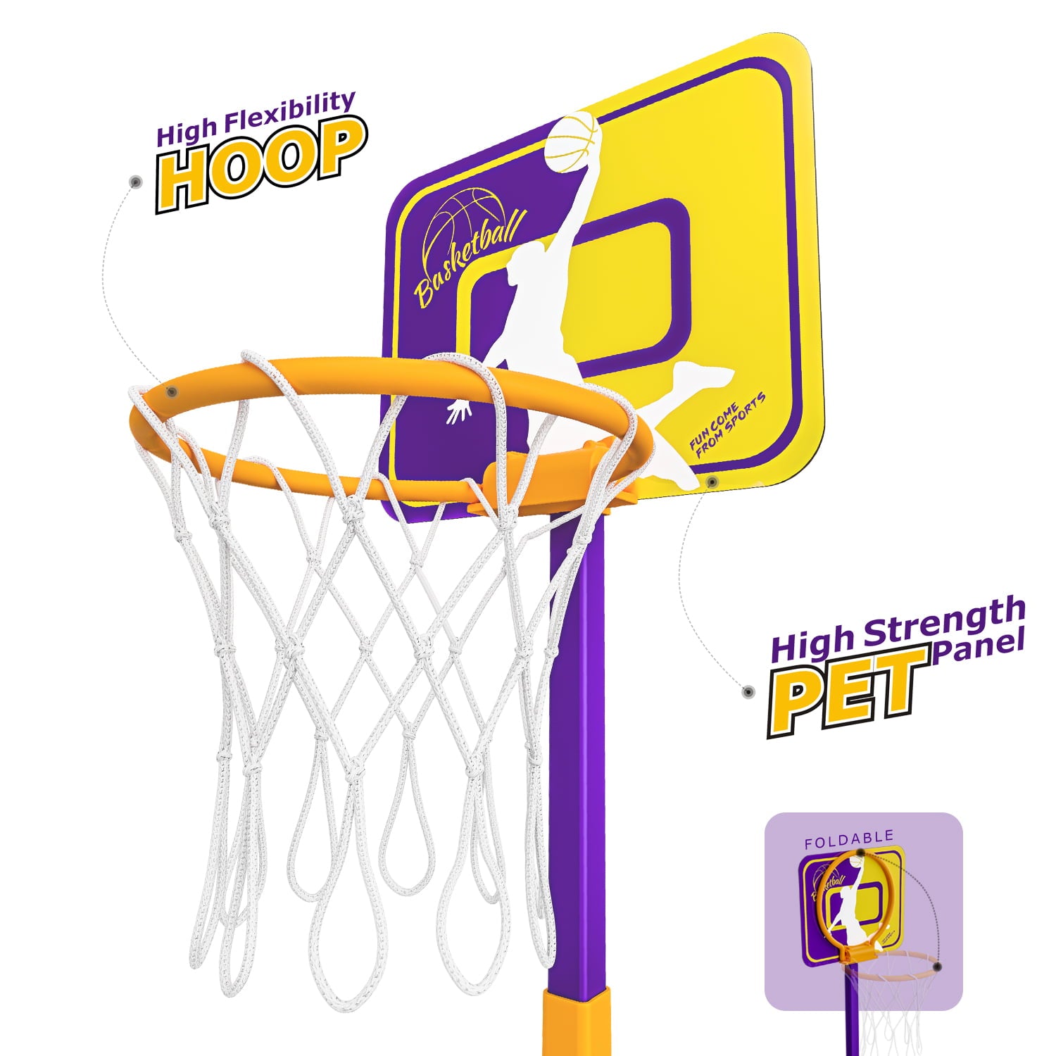 Basketball Hoop for Kids， 3.1 FT-5.3 FT Height Adjustable Basketball Set， Indoor and Outdoor Toys for Boys and Girls， With Ball and Pump